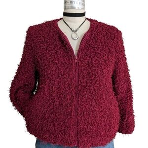 BB Dakota Can't Touch This Shaggy Jacket Burgundy Size L